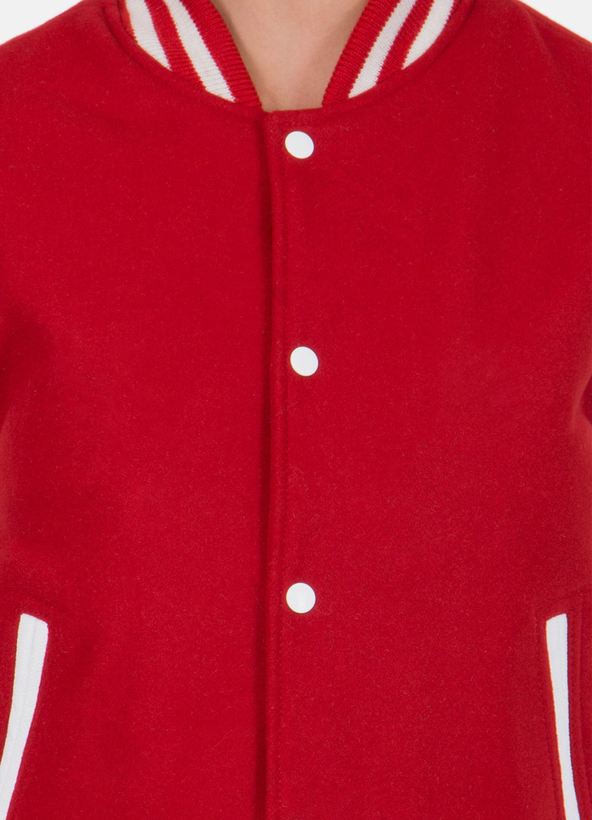 Womens Classic Red and White Varsity Jacket