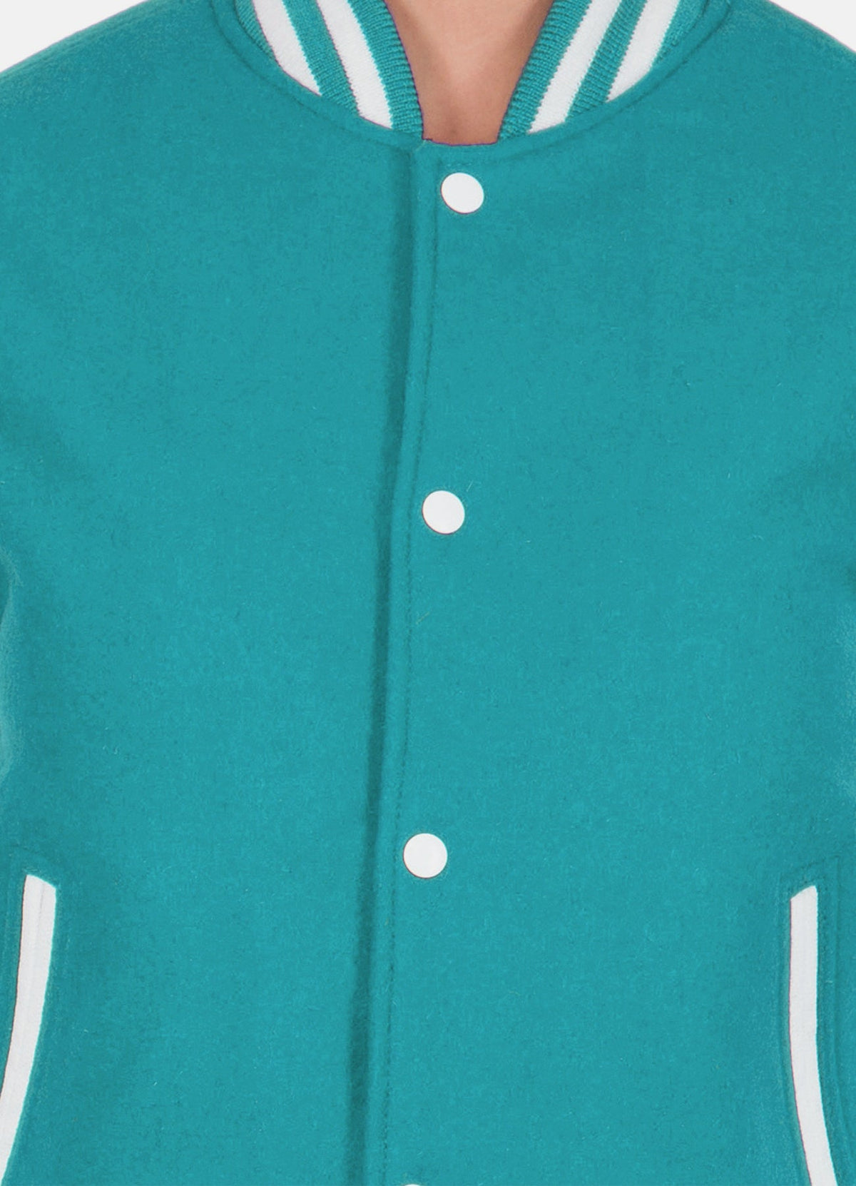 Womens Cyan and White Varsity Jacket