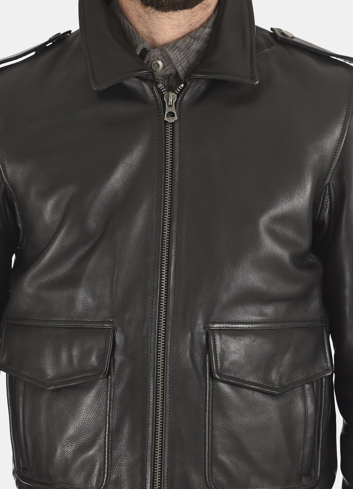 Mens Soft Black Bomber Leather Jacket